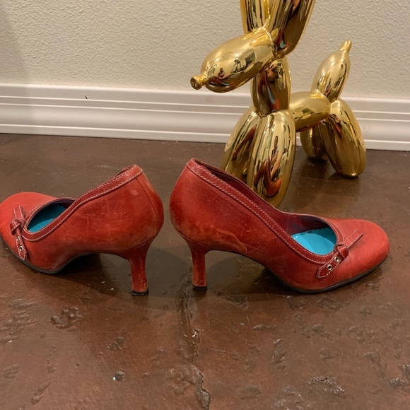 Steve Madden leather red pumps sweat bow detail - Picture 5 of 5